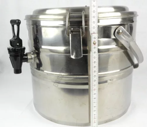 Duplafalú italtermosz prémium csappal, 5 liter, rozsdamentes, 30×27 cm