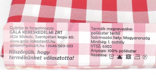 Abrosz 140×100 cm piros kockás