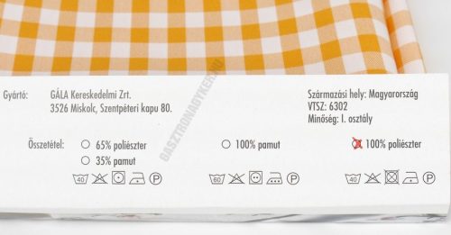 Abrosz 140×100 cm sárga kockás