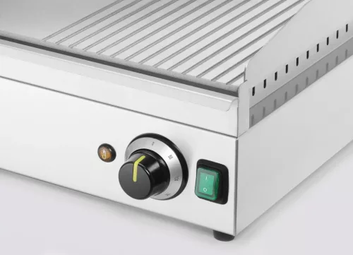 Rostlap, 1/3 bordázott, rozsdamentes, 240V/3500W, 69,7x47,4 cm sütőfelület