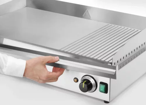 Rostlap, 1/3 bordázott, rozsdamentes, 240V/3500W, 69,7x47,4 cm sütőfelület