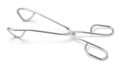 Grillcsipesz, ollós csipesz, hajlított, 23,5 cm, rozsdamentes