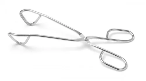 Grillcsipesz, ollós csipesz, hajlított, 23,5 cm, rozsdamentes