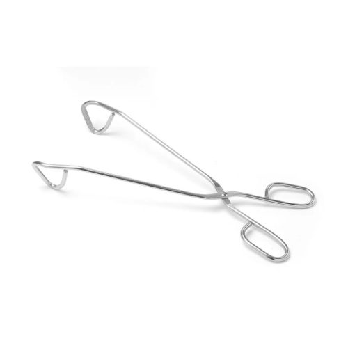 Grillcsipesz, ollós csipesz, hajlított, 29,5 cm, rozsdamentes