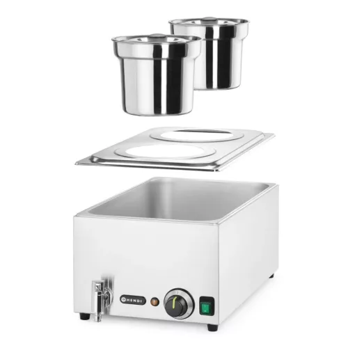 Melegentartó bain-marie + 2×4 literes edény fedővel, vízfürdős GN 1/1
