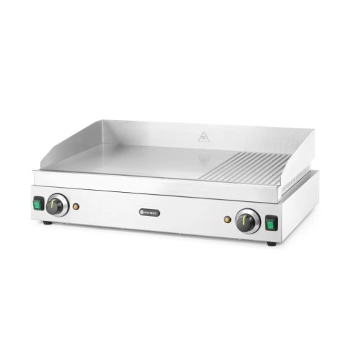 Rostlap, 1/3 bordázott, rozsdamentes, 230V/3500W, 68x41 cm sütőfelület