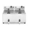 Olajsütő olajleeresztő csappal, 2×8 l, rozsdamentes, 230V/7000W