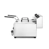 Olajsütő olajleeresztő csappal, 2×8 l, rozsdamentes, 230V/7000W