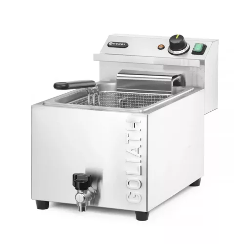 Olajsütő, fritőz, extra nagy teljesítmény, leeresztő csappal, 10 l, 400V/10200W