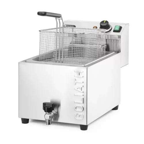 Olajsütő, fritőz, extra nagy teljesítmény, leeresztő csappal, 10 l, 400V/10200W