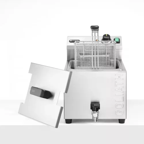 Olajsütő, fritőz, extra nagy teljesítmény, leeresztő csappal, 10 l, 400V/10200W