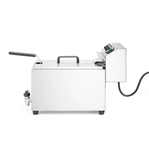 Olajsütő, fritőz, extra nagy teljesítmény, leeresztő csappal, 10 l, 400V/10200W
