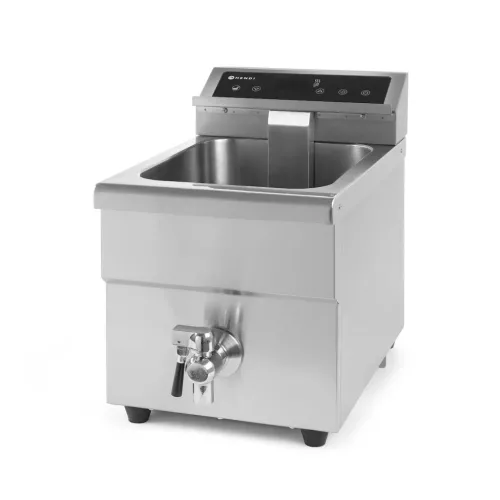Indukciós olajsütő olajleeresztő csappal, 8 l, rozsdamentes, 230V/3500W