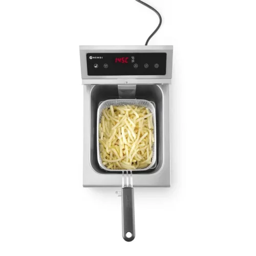 Indukciós olajsütő olajleeresztő csappal, 8 l, rozsdamentes, 230V/3500W