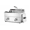 Indukciós olajsütő olajleeresztő csappal, 2×8 l, rozsdamentes, 230V/7000W