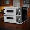 Pizzasütő, pizzakemence, 2×4 db 32 cm-es pizzaformához, 2 kamra, 400V/9400W,  Basic 44