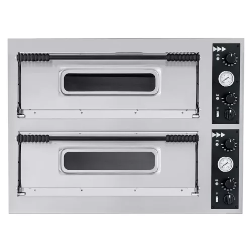 Pizzakemence, pizzasütő 2 x 4 db 35 cm pizzaformához 2 kamrás, 400V/12000W, HENDI
