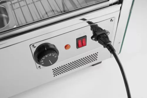 Asztali melegentartó vitrin, led világítással, 120 liter, 230V/1100W