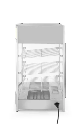 Pultra helyezhető melegentartó vitrin, 97 liter, 230V/800W, 46×46,7×78,5 cm