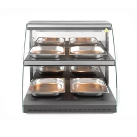   Kvarcfűtéses pultra helyezhető melegentartó vitrin, kétszintes, 230V/560W