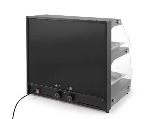 Kvarcfűtéses pultra helyezhető melegentartó vitrin, kétszintes, 230V/560W