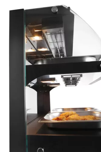 Kvarcfűtéses pultra helyezhető melegentartó vitrin, kétszintes, 230V/560W