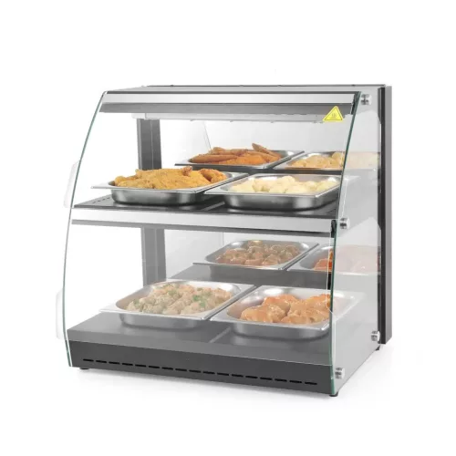 Kvarcfűtéses pultra helyezhető melegentartó vitrin, kétszintes, 230V/560W