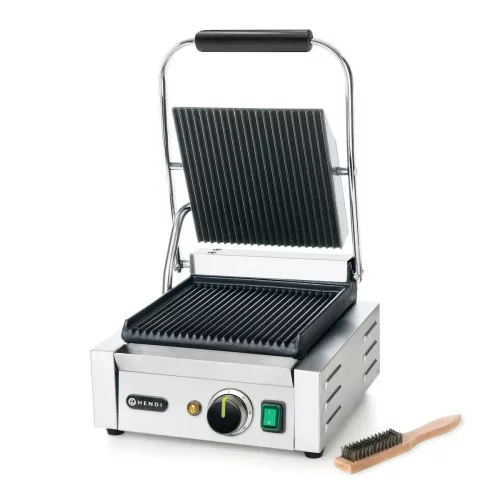 Kontaktgrill bordázott felülettel, 1 fedlap, 230V/1800W, sütőfelület: 22x23 cm