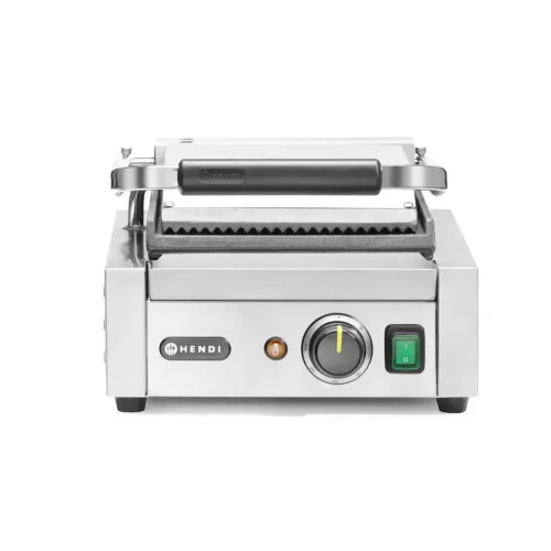 Kontaktgrill bordázott felülettel, szimpla, 1 fedlap, 230V/1800W, sütőfelület 23x22 cm