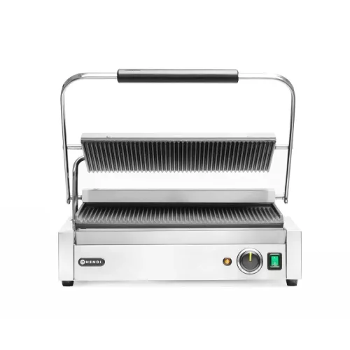 Kontaktgrill bordázott felülettel, 1 fedlap, 230V/2700W, 54,8×46,4×23,1 cm