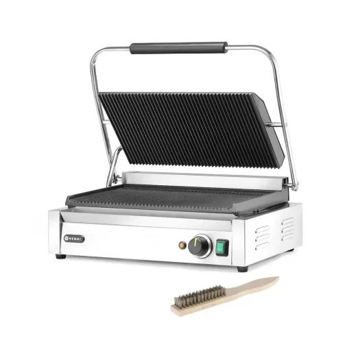 Kontaktgrill bordázott felülettel, 1 fedlap, 230V/2700W, 54,8×46,4×23,1 cm
