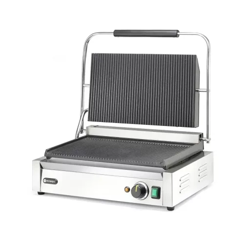 Kontaktgrill bordázott felülettel, 1 fedlap, 230V/2700W, 54,8×46,4×23,1 cm