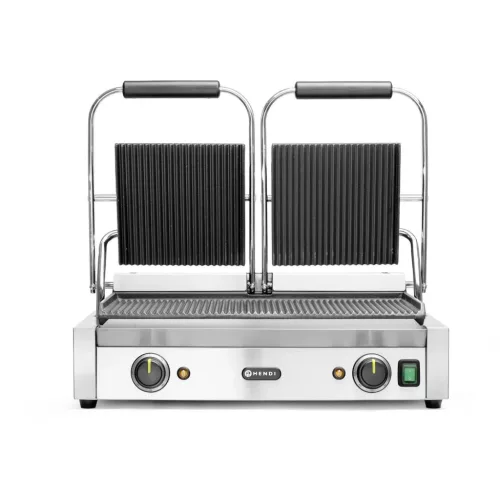 Kontaktgrill, dupla, teljesen bordázott, 230V/3600W, sütőfelület 47x23 cm
