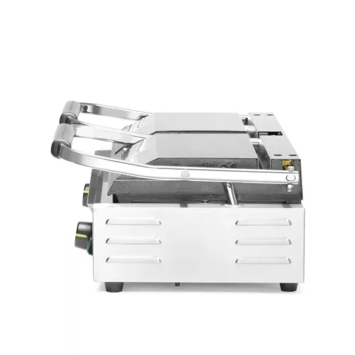 Kontaktgrill, dupla, bordázott tetejű és sima aljú, 230V/3600W, sütőfelület 47x23 cm
