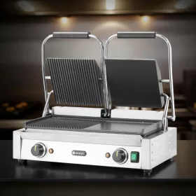   Kontaktgrill, dupla, fele sima, fele bordázott, 230V/3600W, sütőfelület 47x 23 cm