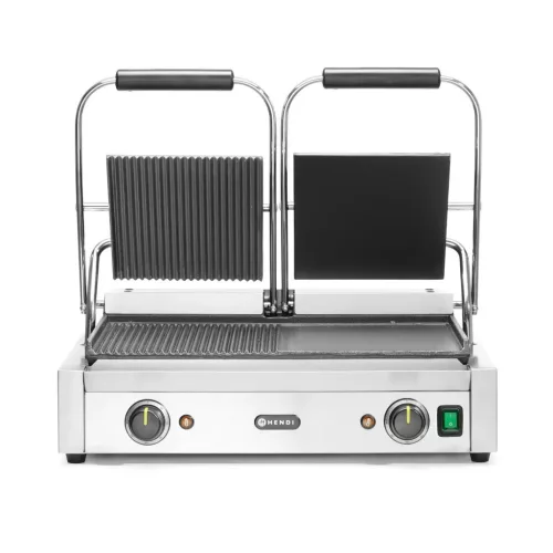 Kontaktgrill, dupla, fele sima, fele bordázott, 230V/3600W, sütőfelület 47x 23 cm