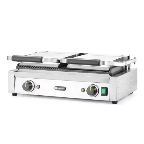 Kontaktgrill, dupla, fele sima, fele bordázott, 230V/3600W, sütőfelület 47x 23 cm