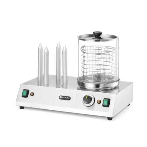 Kolbász- és hot dog melegentartó, 4 tüskés, 220-240V/550W