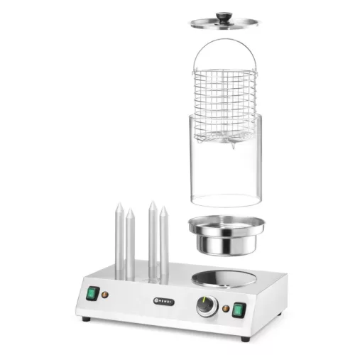 Kolbász- és hot dog melegentartó, 4 tüskés, 220-240V/550W