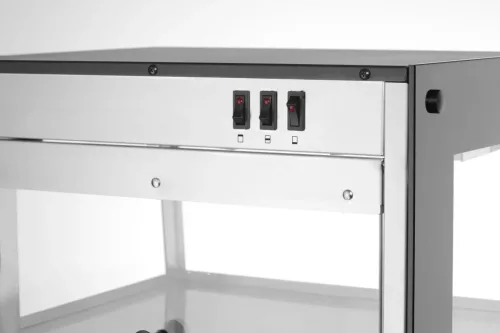 Pultra helyezhető melegentartó vitrin, 220-240V/500W, 47,2×44,7×77,5 cm
