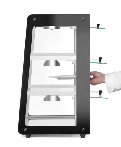 Pultra helyezhető melegentartó vitrin, 220-240V/500W, 47,2×44,7×77,5 cm