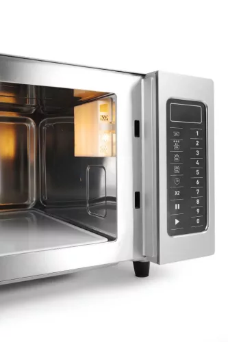 Mikrohullámú sütő, programozható, 23 l, rozsdamentes, 1550W