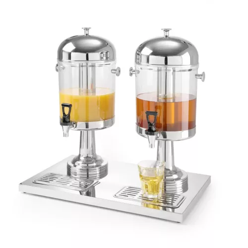 Juice-adagoló, 2×8 l tartály, dupla, jégkása-tartóval, HENDI