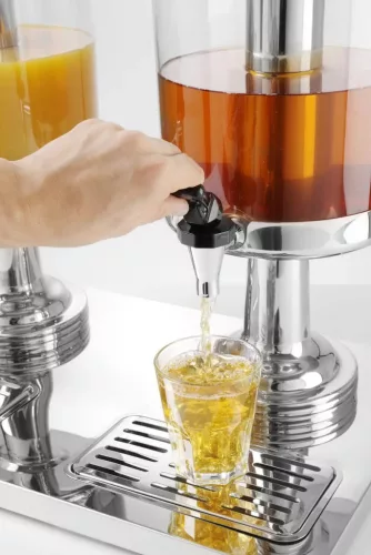 Juice-adagoló, 2×8 l tartály, dupla, jégkása-tartóval, HENDI