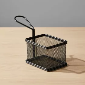 Hasábburgonya-kínáló kosár, 10×8×7,5 cm, fekete matt
