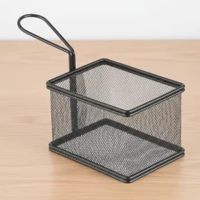   Hasábburgonya-kínáló kosár, 12,5×10×8,5 cm, fekete matt