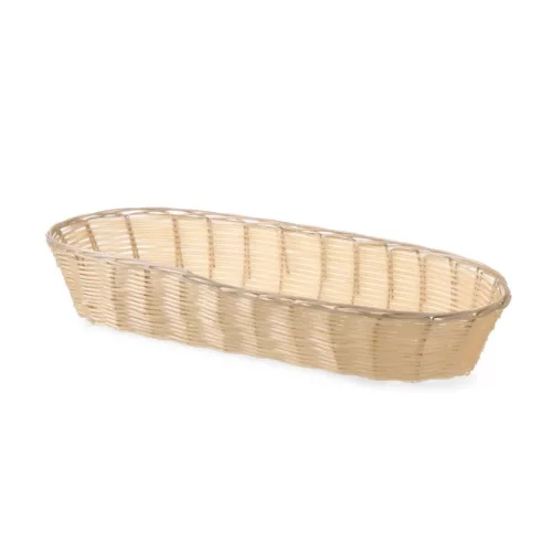 Kenyérkosár, ovális, 37,5×14×7 cm, polirattan, bézs