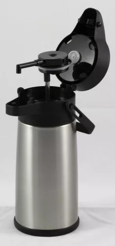 Termosz, pumpás, 2,2 liter, 34x15 cm magas, rozsdamentes