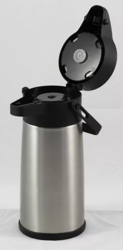 Termosz, pumpás, 2,2 liter, 34x15 cm magas, rozsdamentes