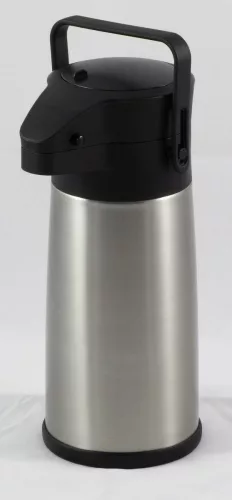 Termosz, pumpás, 2,2 liter, 34x15 cm magas, rozsdamentes